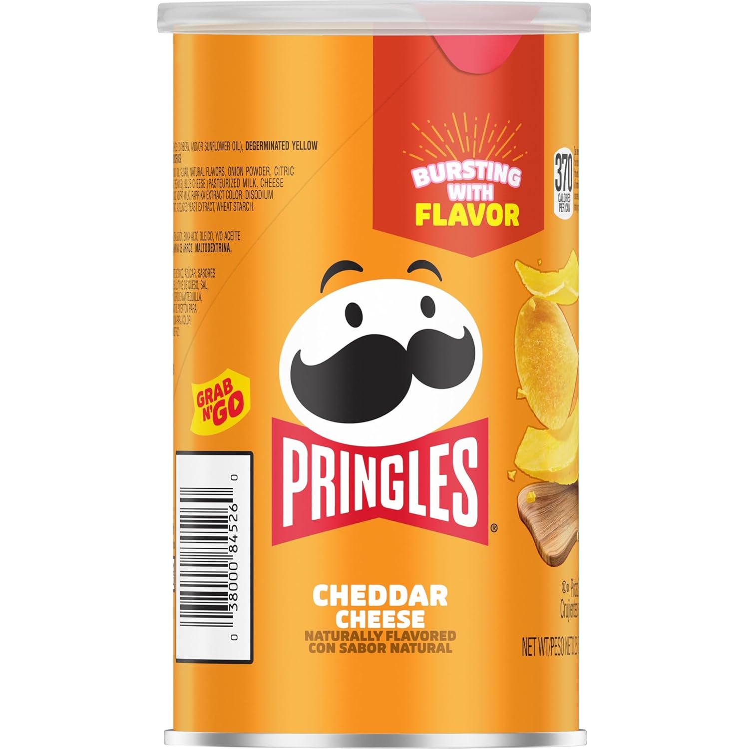 Pringles Potato Crisps Chips, Lunch Snacks, Office and Kids Snacks, Grab N' Go, Cheddar Cheese (12 Cans)