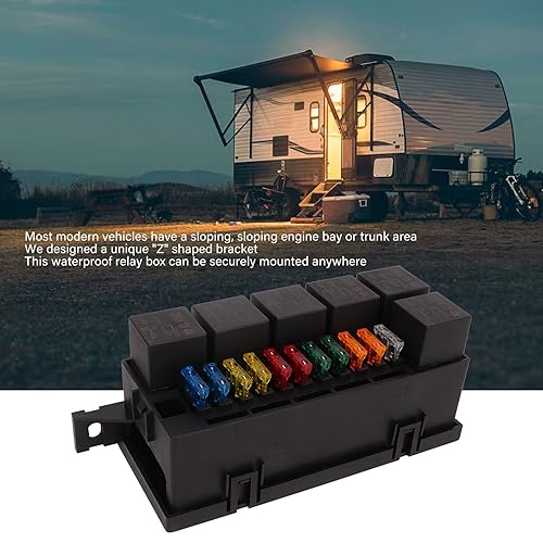 Miniatura 4 de Asixxsix Caja de relé impermeable de 12 V, universal impermeable de 11 ranuras de 12 V y caja de relés con 6 relés ATC/ATO y bloque de relé para