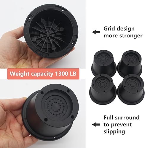 Miniatura 4 de Paquete de 6 elevadores de muebles de 2 pulgadas, elevadores de cama negros para sofá, escritorio, elevadores de marco de cama resistentes,