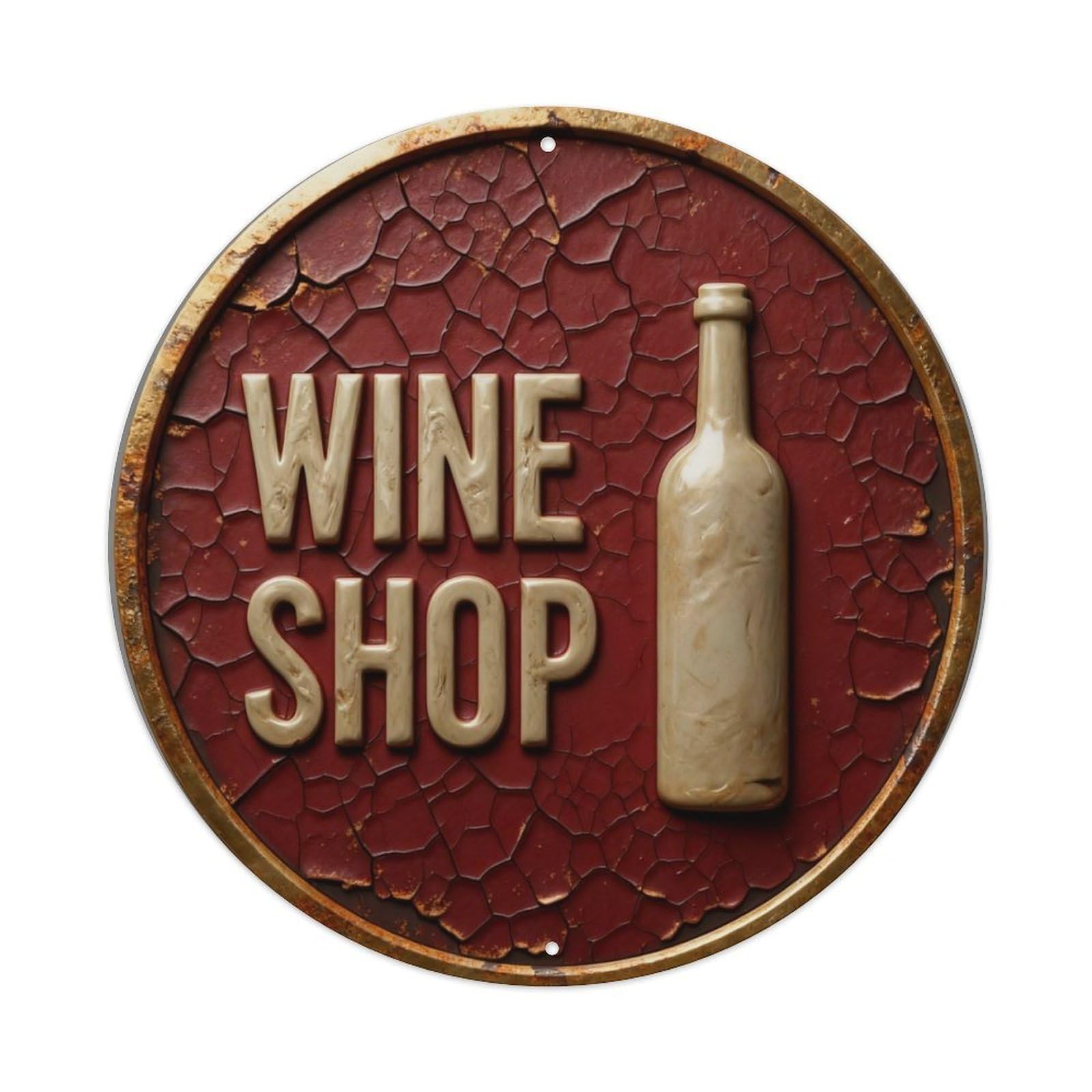 Zlatcbu Vintage Wine Shop Bottle Sign Pattern Metal Tin Sign Retro Wall Art Poster, Decor For Home Living Room Bar Cafe Garage, 8X8 Inch