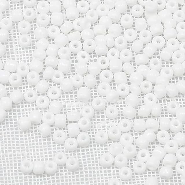 Tibaoffy White Beads Size 8/0 Crafts Glass Seed Beads 3mm for Jewelry Making (Total About 100gm About 3600pcs)