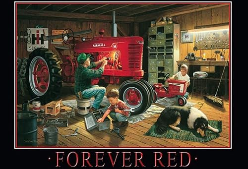 Letreros de metal para tractor Forever Red Vintage Industrial Metal Tin Sign Home House Coffee Bar Farm Garage Decoración de pared de 8 x 12 pulgadas