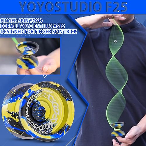 Miniatura 3 de YOYOSTUDIO F25 Finger Spin Yoyo Yoyo profesional sensible para niños de 8 a 12 años, yoyo profesional para adultos con kit de accesorios de yoyos