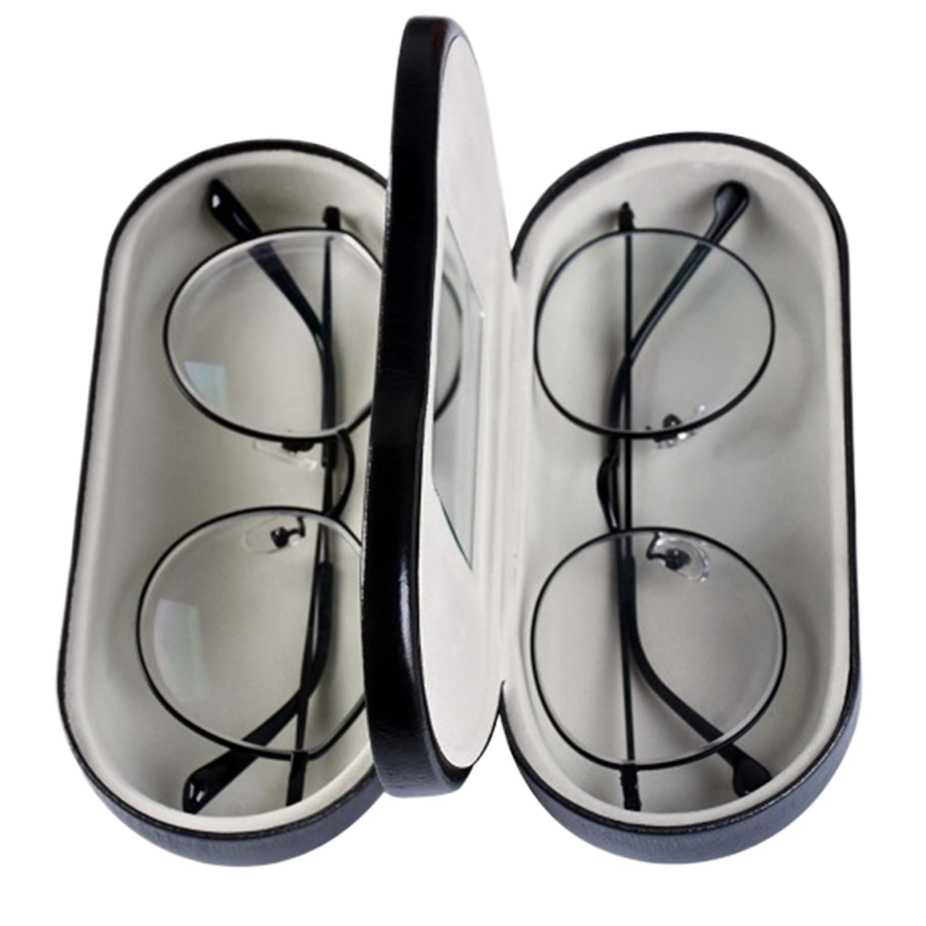 Étui à lunettes double face en cuir vegan premium pour deux montures