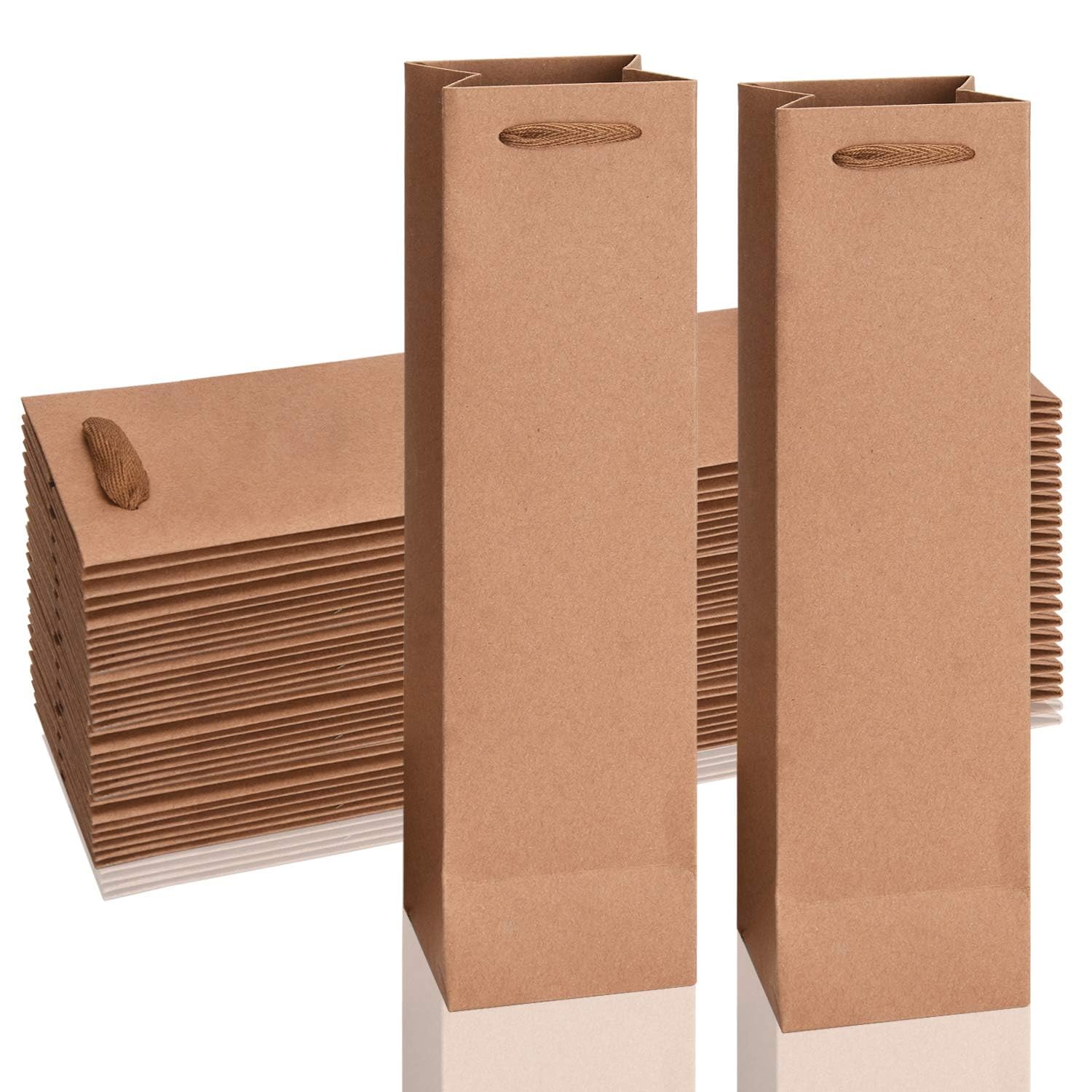 Suntallic Wine Bags Bottle Gift Bags 5 Pack Kraft Paper Gift Bags with Handles