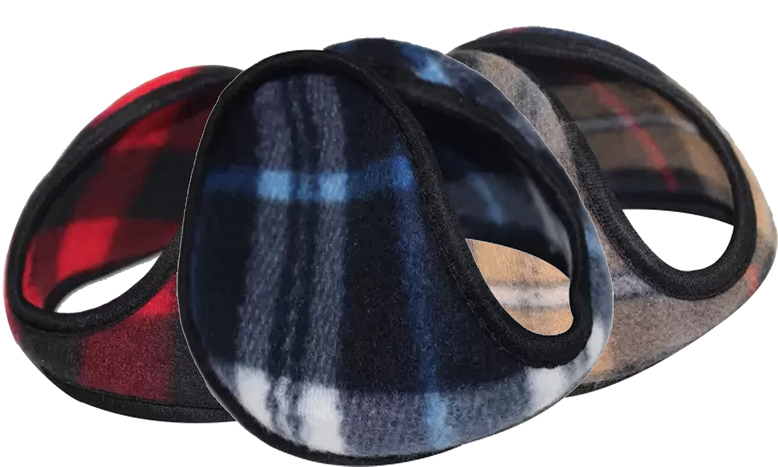 rr design Head-wear Faux Fur Ear Muffs/Ear Warmers - Behind The Head Style Winter Earmuffs for Men & Women, Pack of 2(checkered Patterns)-picture-43