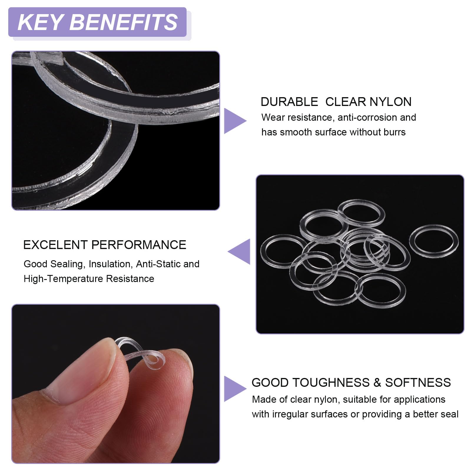 PATIKIL Nylon Flat Washers 10mm ID, 13mm OD - Image 3