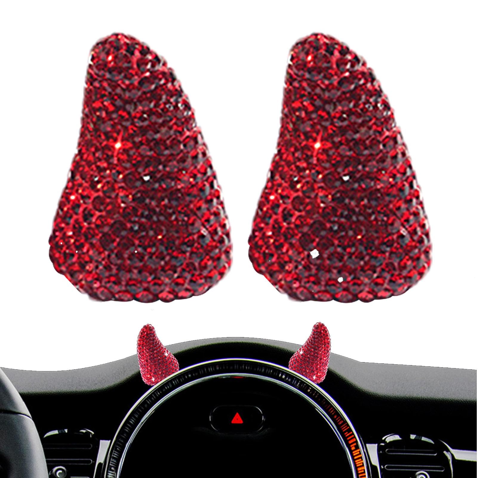 Autocollants Voiture Cornes Démon Rouge - Déco Style, Facile à Coller, Protection Pare-chocs, 2 Pièces - 12