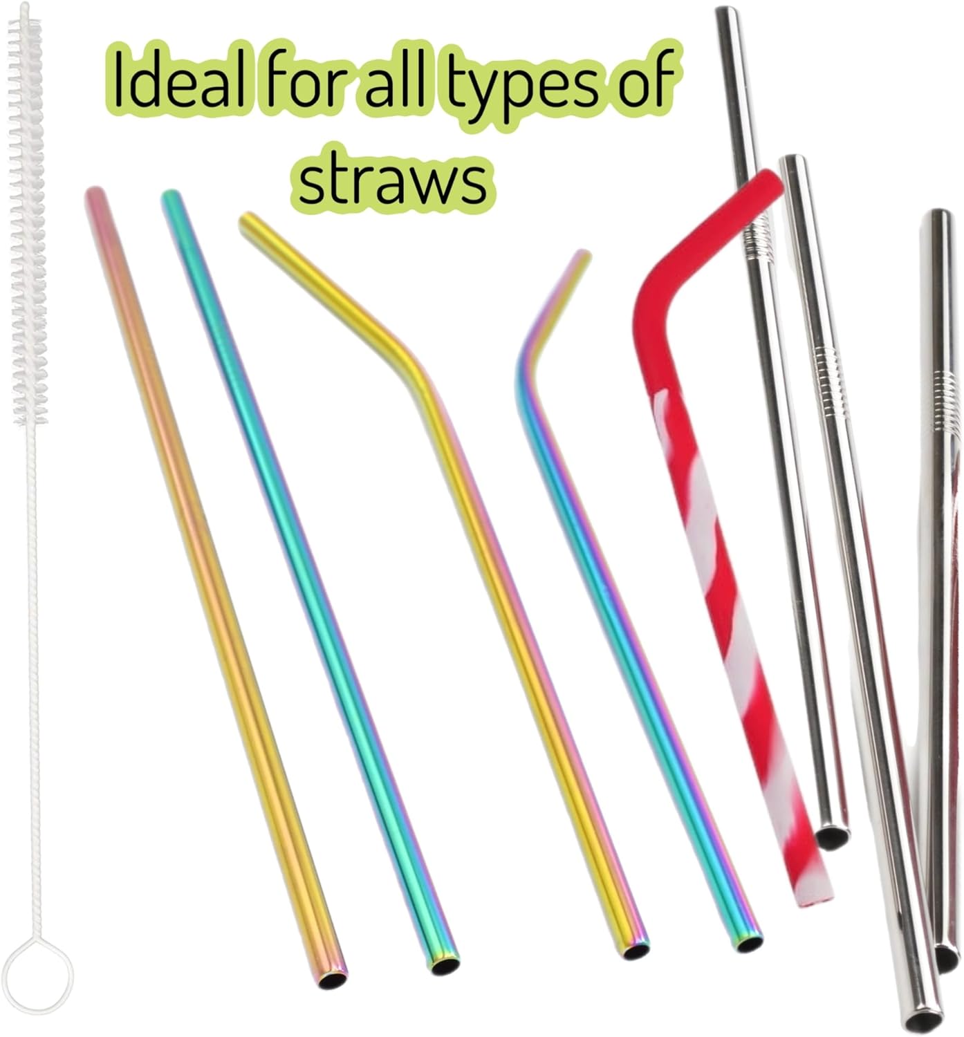 20 Premium Straw Cleaner Brush XL 12" Long & 3/8” Wide Straws Pipe Cleaning Brush Hummingbird Feeders Thick Reusable Shake Straws Coated Stainless Steel Nylon Bristles Flexible Handle - Image 5