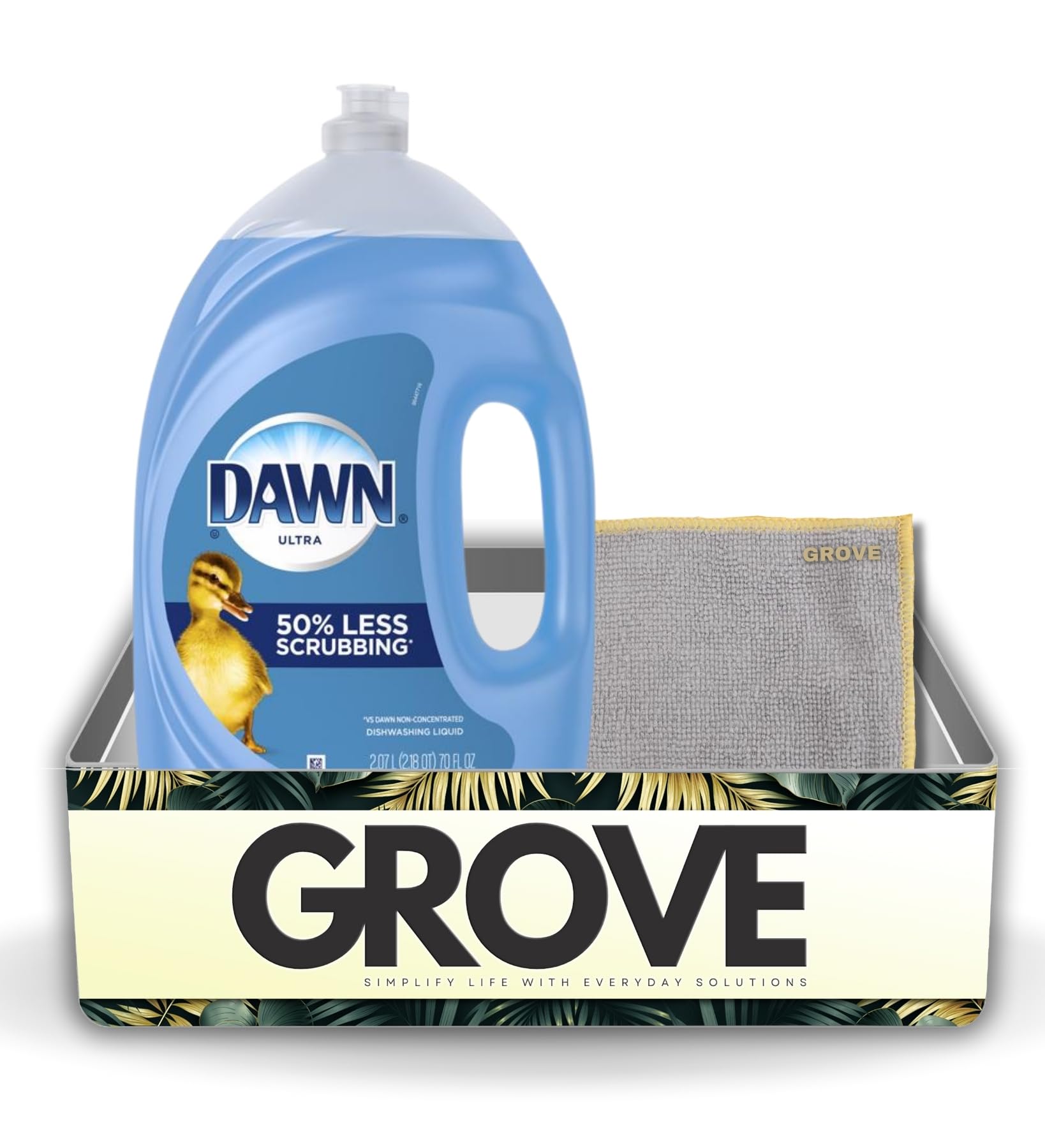 Dawn Ultra Original Scent Liquid Dish Soap Refill 70 oz Bundle with Microfiber Cloth - Powerful Grease Cutting Dishwashing Liquid - Less Scrubbing - Gentle on Hands - (2 Items)