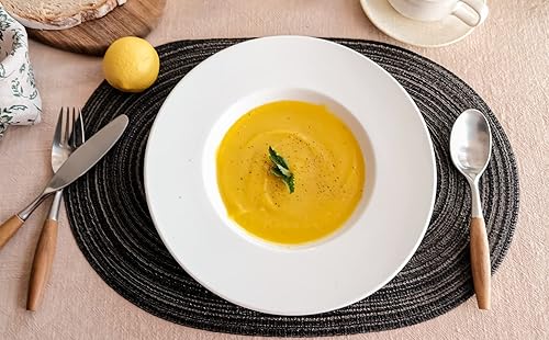 Miniatura 6 de Juego de 6 manteles individuales trenzados ovalados, para mesas de comedor redondas, manteles individuales redondos, manteles individuales redondos