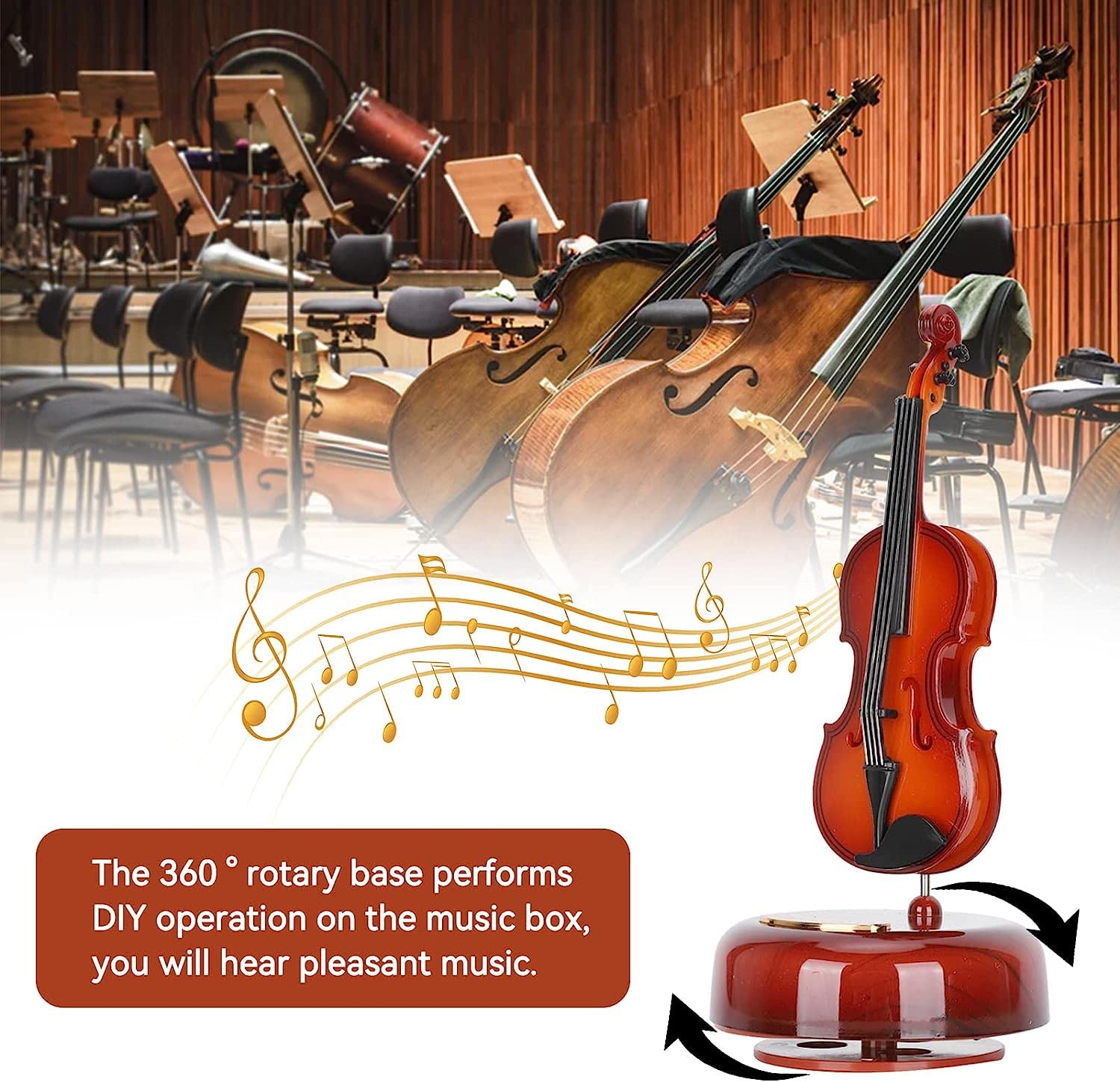 Ritmo Guitar Music Box, Musical Instrument Model with Base Classical Instrument Decor Miniature Dollhouse Model for Home Wine Cabinet Decoration Gift for Mothers Day, Birthday - Image 8 thumbnail