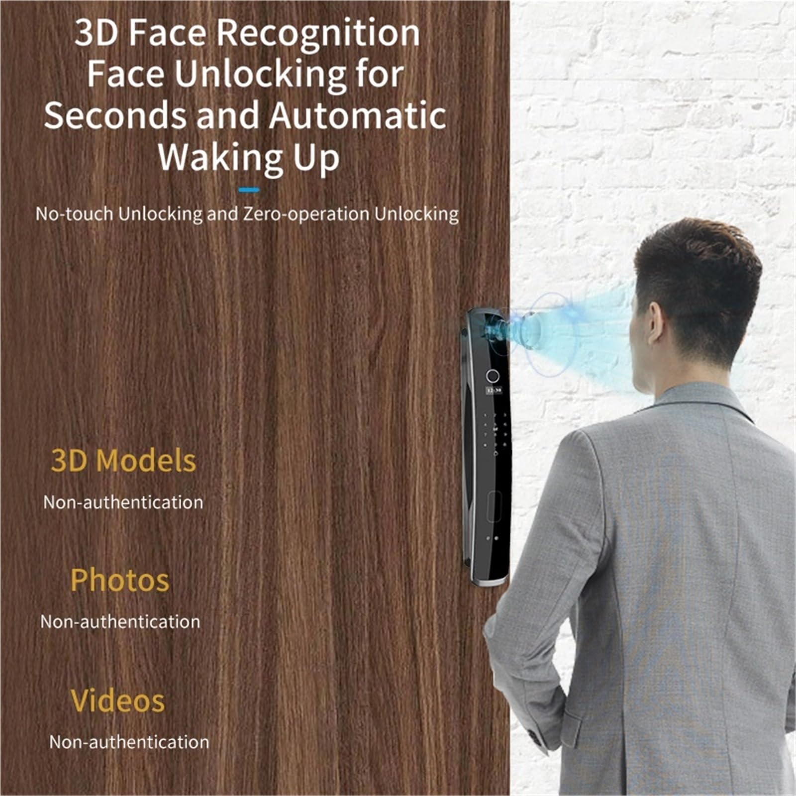 Serratura Smart, Riconoscimento biometrico Smart Door Lock Controllo remoto Impronta digitale Password IC Card APP Wifi Blocco sblocco,per camere da letto, uffici e hotel(D6s-Gray-6068R)