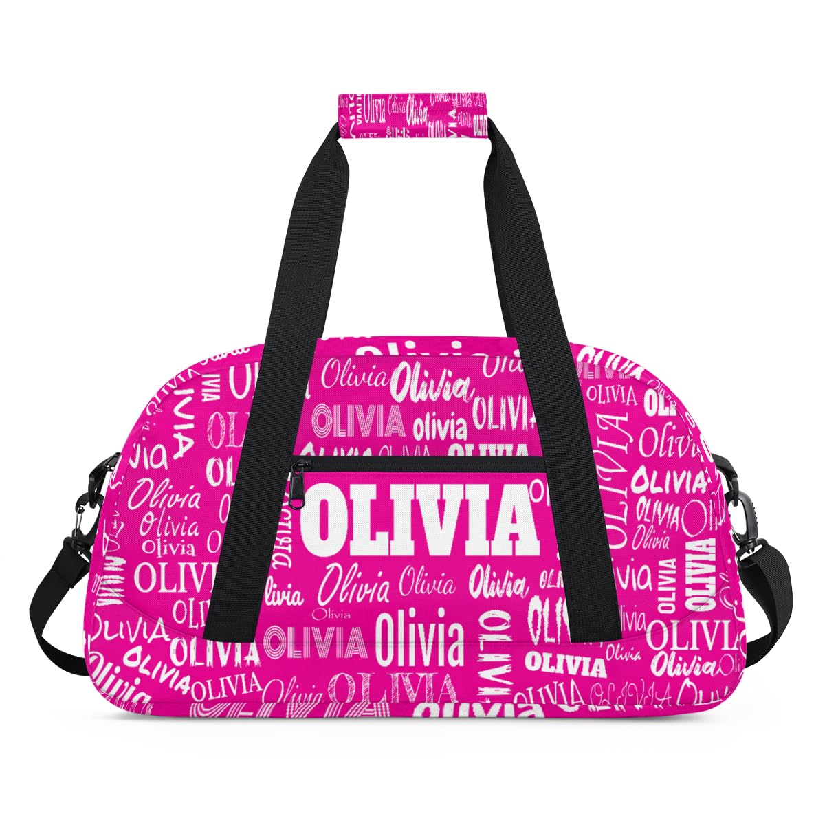 Custom Gym Dance Bag for Girls, Personalized Sports Bag for Teens Girls Waterproof Weekender Carry Practice Travel Bag, Deep Pink Rosy