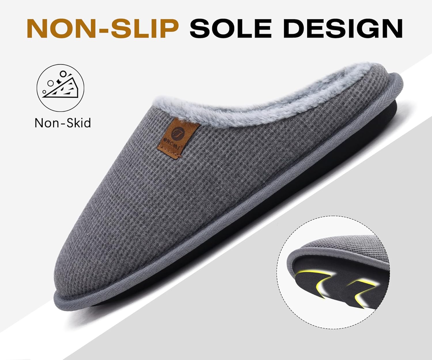 ONCAI Men's House Slippers, Cushion Memory Foam Shake Fleece and Man House Shoes with Faux Fur Lining and Indoor Outdoor Rubber Soles US Size 7-15 - Image 6