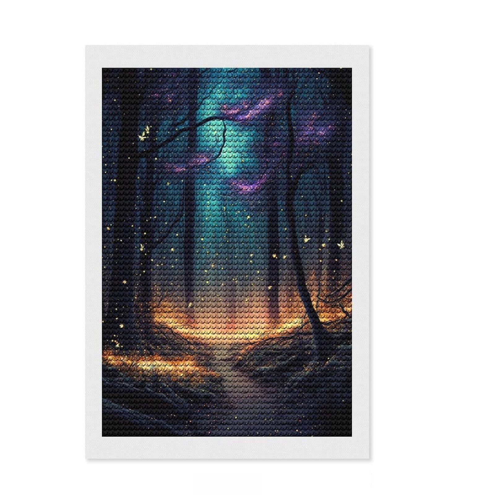 Junmoney Magic Trees Diamond Painting Set 8"x12", for Adults, Home Wall Decor, Easy to Enjoy, Christmas Gift, Nice Detail and Sparkle