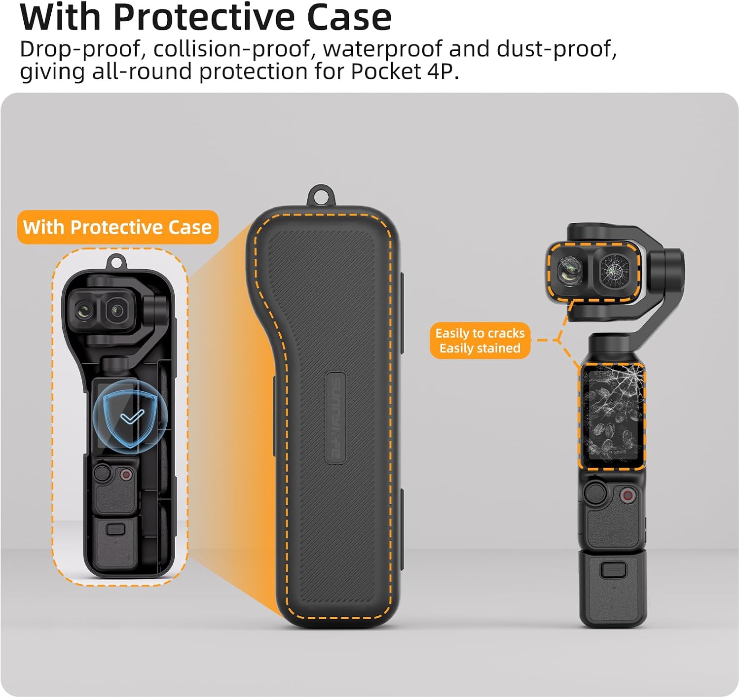 Hard Case for DJI Osmo Pocket 4P Camera & Filter Accessories Black | Osmo Pocket 4P Storage Bag, with 3 CPL/ND Filters Storage Slots and 2 SD Card Slots, Wrist Strap, Compact for Travel Vlogging