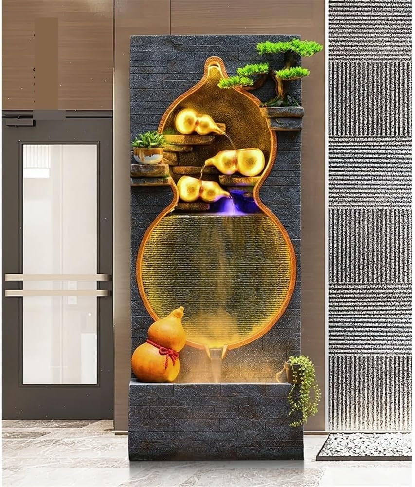 Outdoor Fountains Outdoor Four Layer Gourd Shaped Fountain for Gardens Courtyards and Courtyards Imitating The Appearance of Natural Stone Garden Water Fountain
