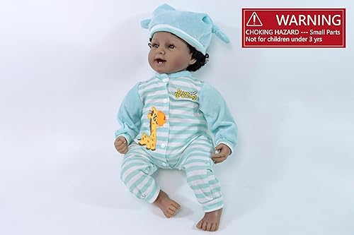 Miniatura 8 de Muñeca de bebé afroamericana de 22 pulgadas, muñecas de bebé Reborn negras realistas, muñeca de vinilo de silicona, muñeca realista de tela suave,
