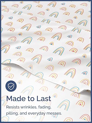 Miniatura 4 de CGK Linens Sábanas tamaño queen, juego de 4 piezas, de arcoíris, temática de caricatura, ultrasuave, transpirable, lavable a máquina, para niños,