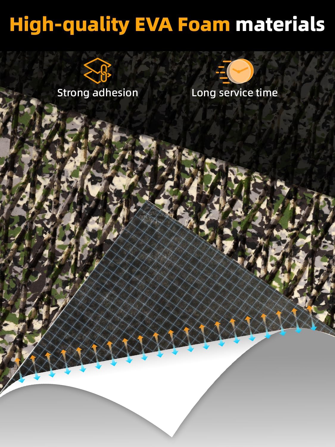 FOCEAN Boat Flooring EVA Foam Boat Decking Camo Self-Adhesive Marine Mats for Jon Boats,Bass Boat,RV,Kayak, 94.5" x 47.2"/23.6"/15.7"