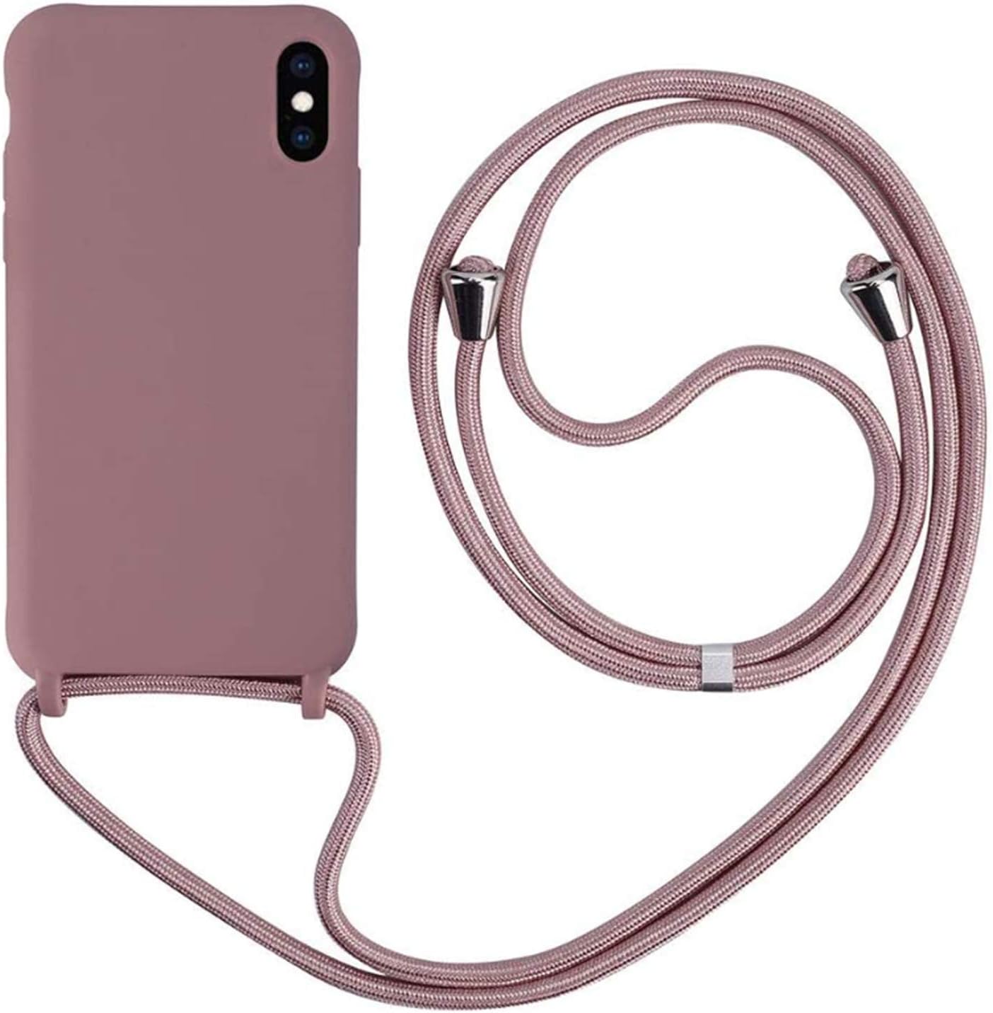 MEVISCompatible for iPhone X/XS MAX Case,Silicone TPU Phone Case Lanyard Cover-Lotus color