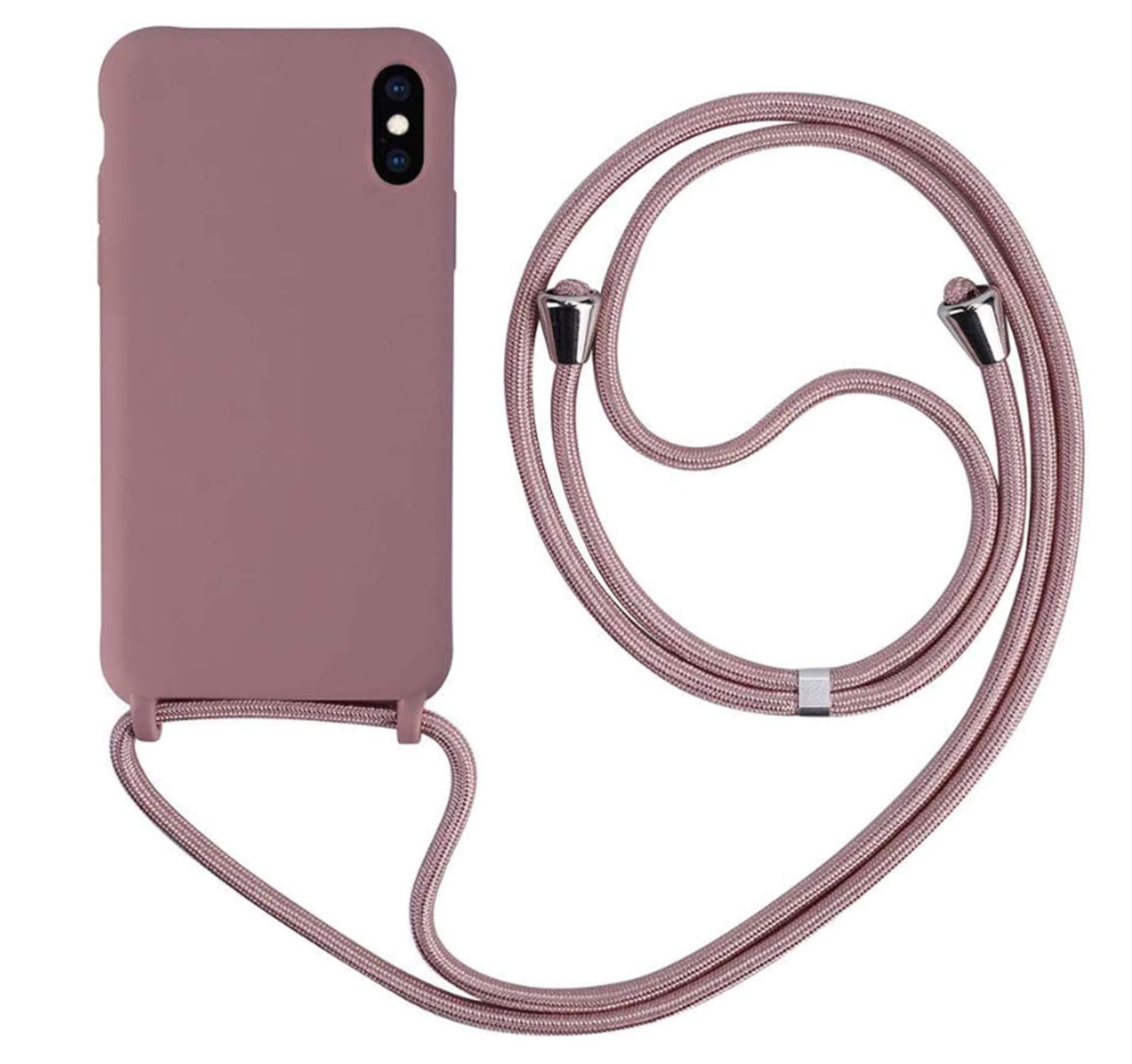 MEVISCompatible for iPhone X/XS MAX Case,Silicone TPU Phone Case Lanyard Cover-Lotus color