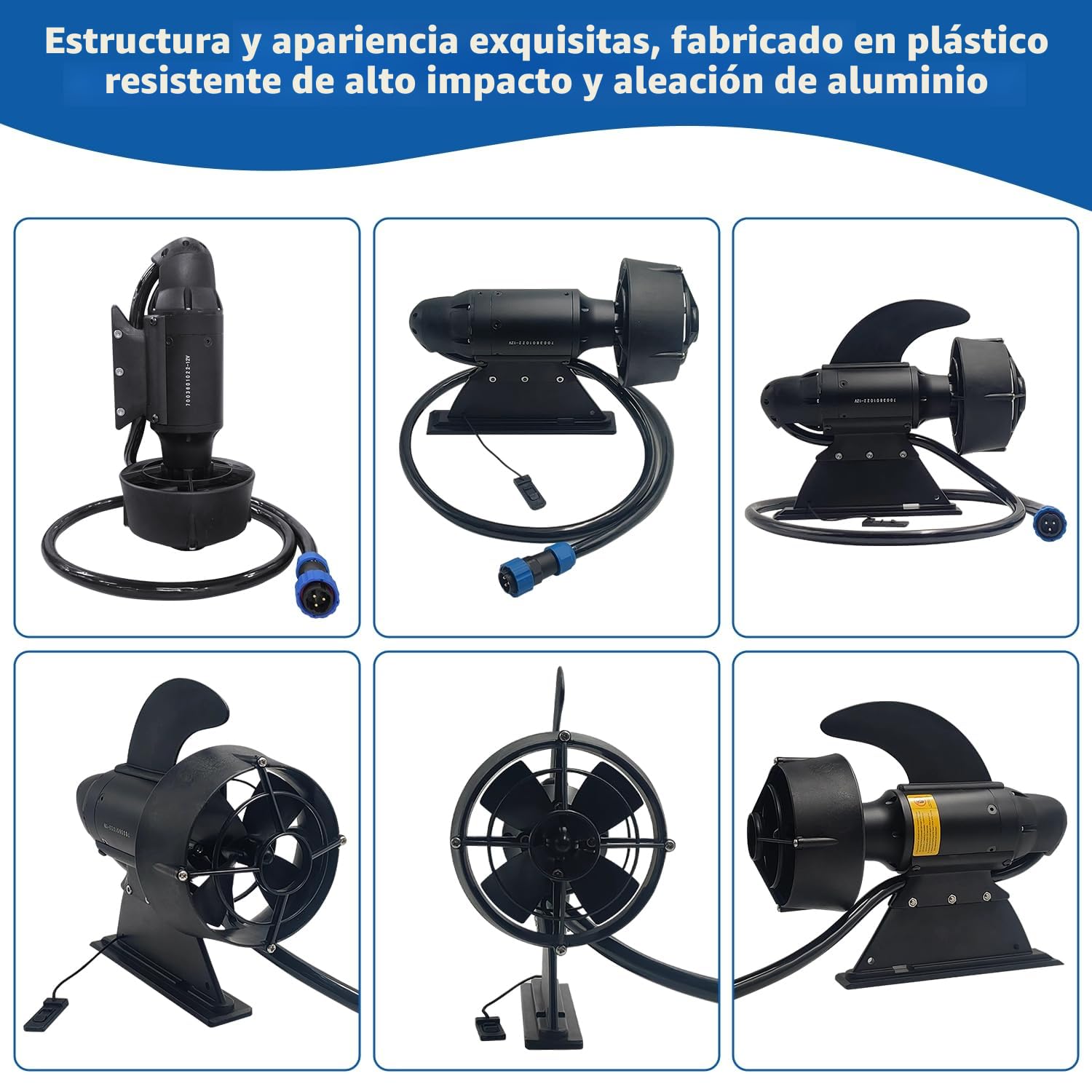 Motor de Pesca Subacuático para Bote Transat (Float Tube), Aleta Eléctrica para Kayak de Pesca y Tabla de Paddle Surf (SUP), 600W, 24V Empuje de 28 Libras (Sin batería)