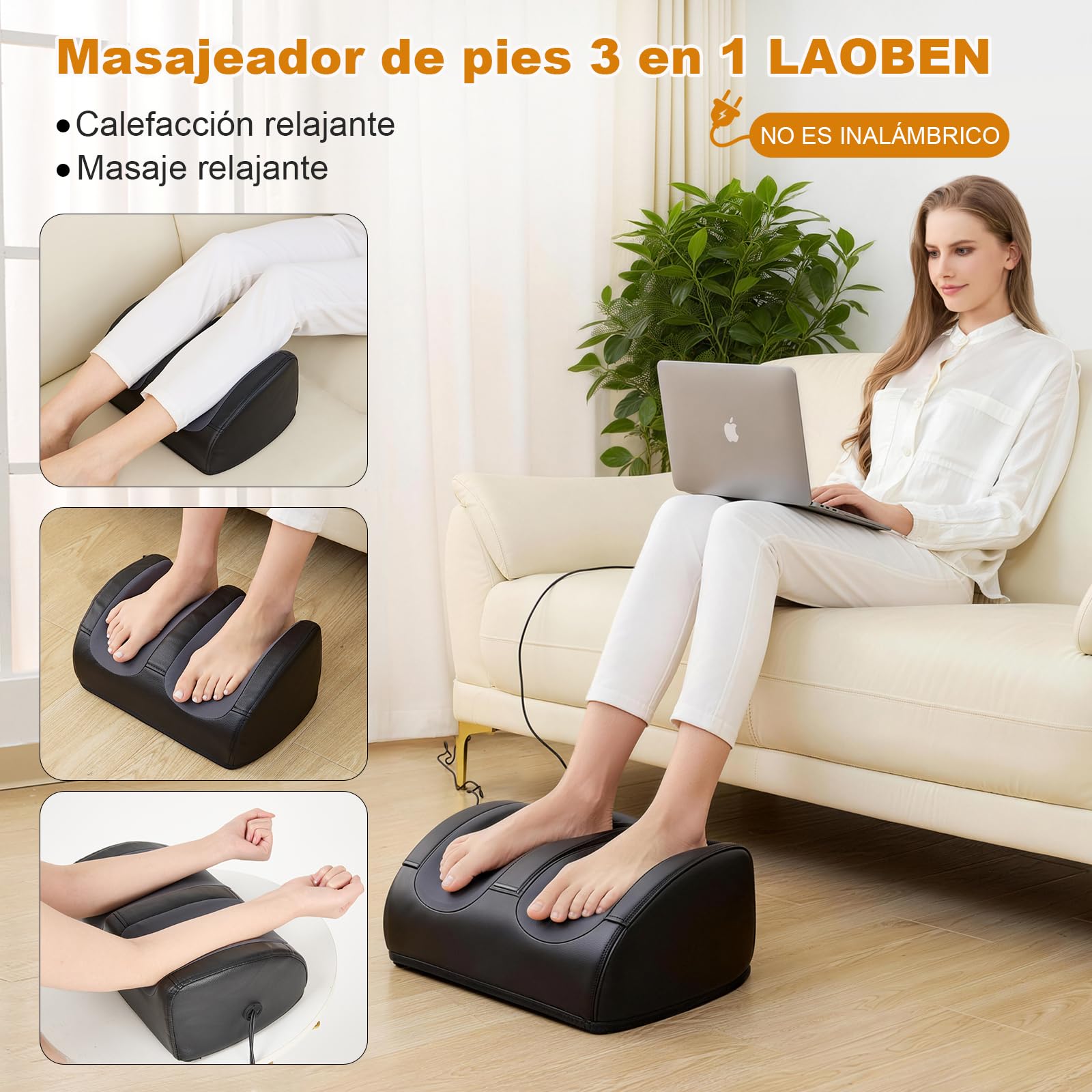 LAOBEN Masajeador De Pies Shiatsu Con CalefaccióN, Masaje De Tejido Profundo, Masajea Los MúSculos De Piernas Y Pies, Masajeador De Pies Con Rodillos De Masaje, Regalo Para Mamá, Papá Y Amigos