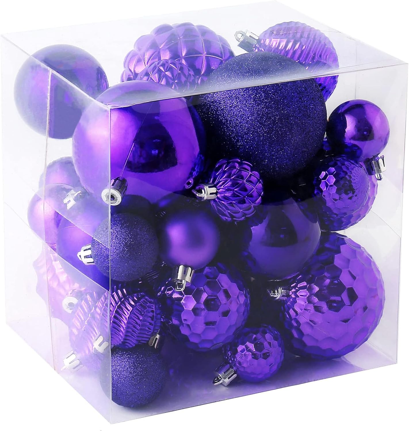 christmas balls ornaments -36pcs shatterproof christmas tree decorations with hanging loop for xmas tree wedding holiday party home decor,6 styles in 3 sizes(purple)