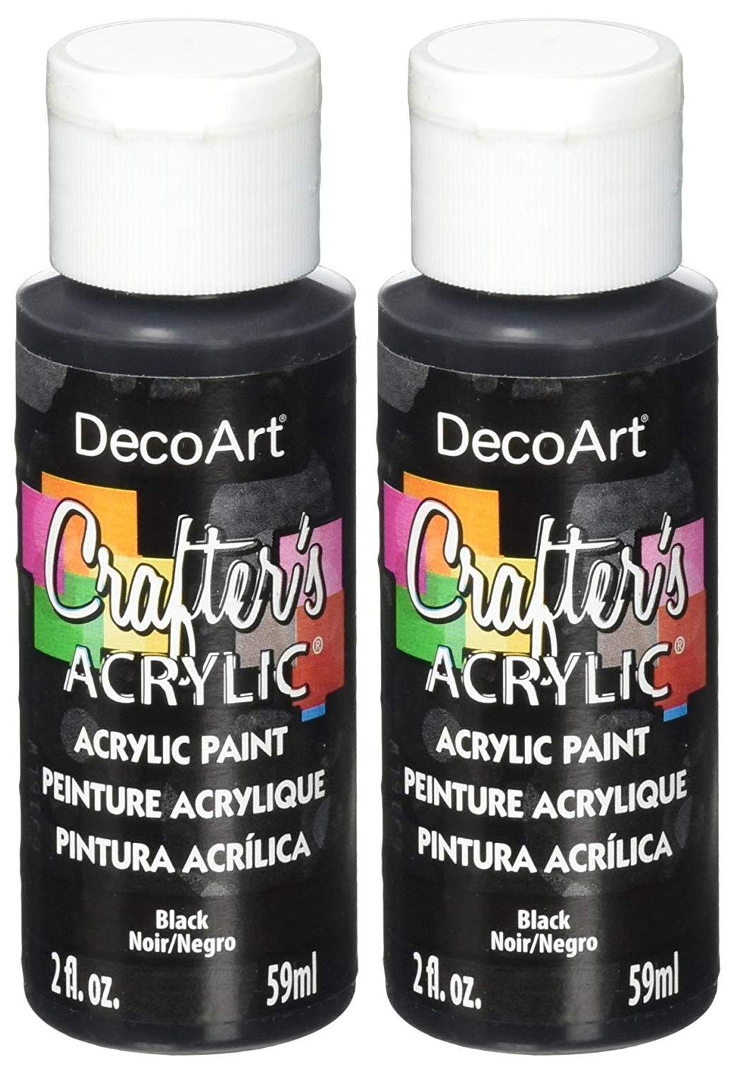 2-Pack Bundle - Deco Art Crafter's Acrylic All Purpose Paint -Black (dca-47) - 2-Ounces Each