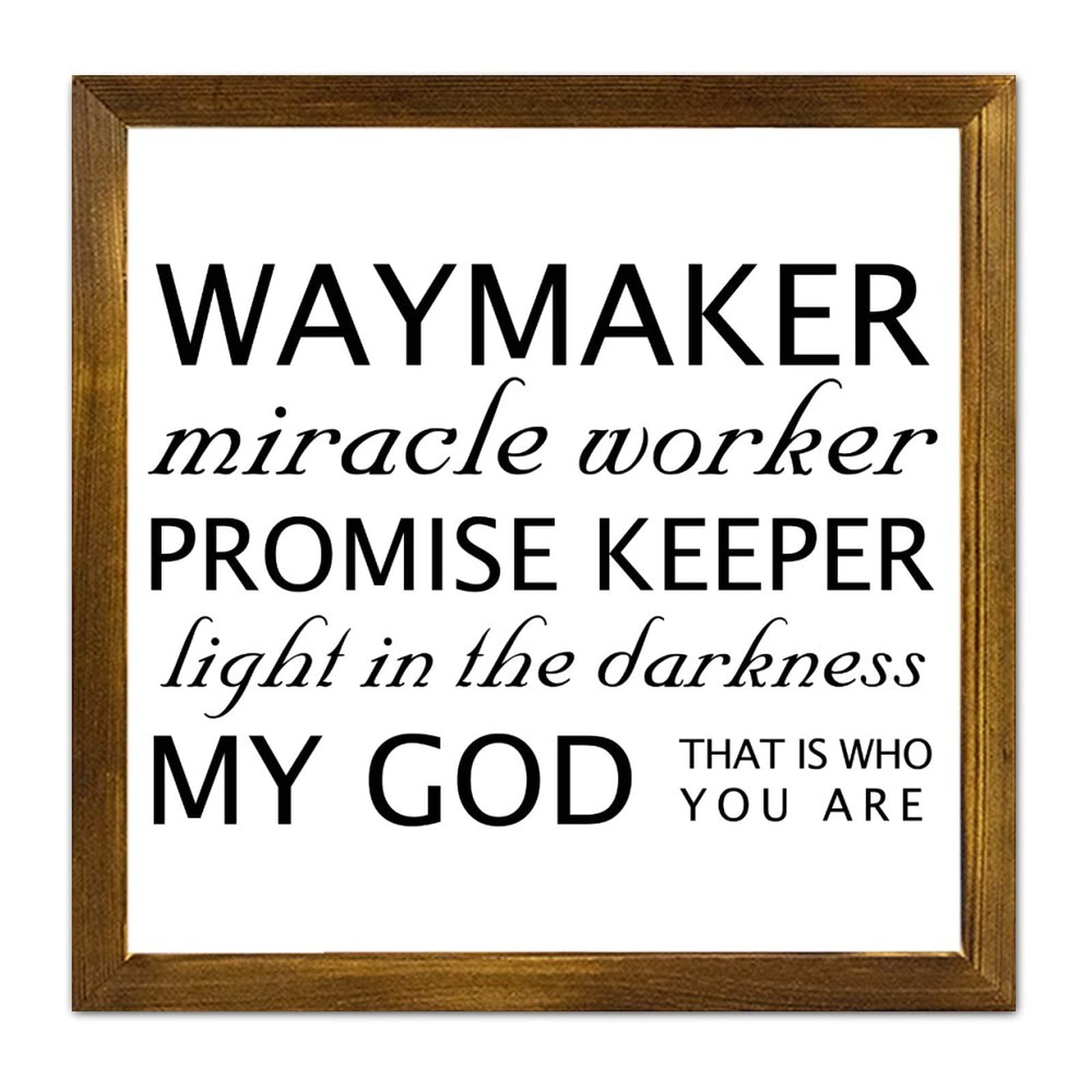 Inscription encadrée Waymaker de qualité supérieure en bois noble pour décoration murale