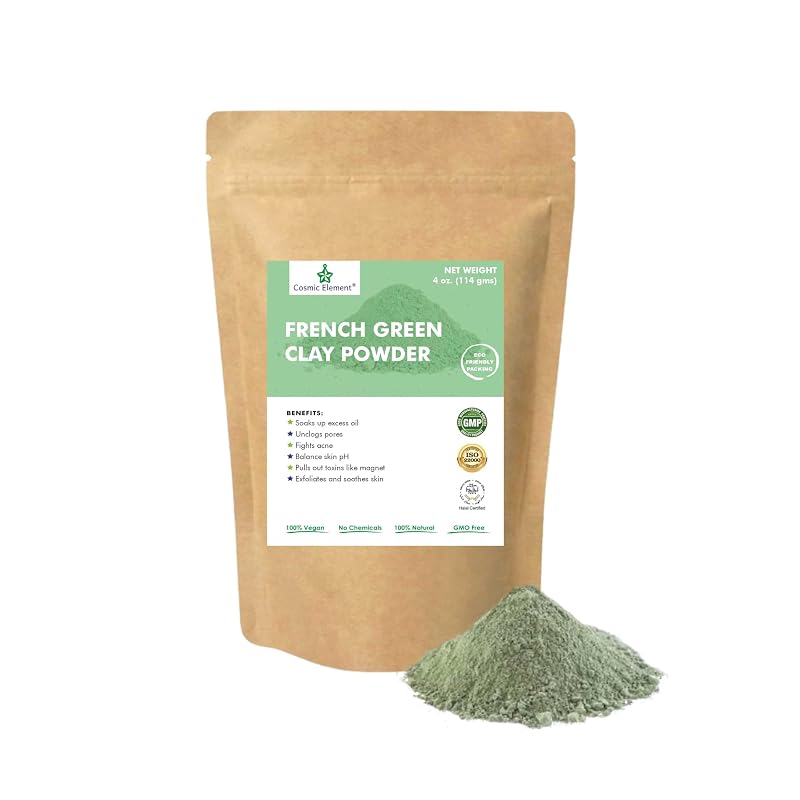 Cosmic Element Pó de Argila Verde Francesa Montmorillonita para Máscara Facial, 113 g