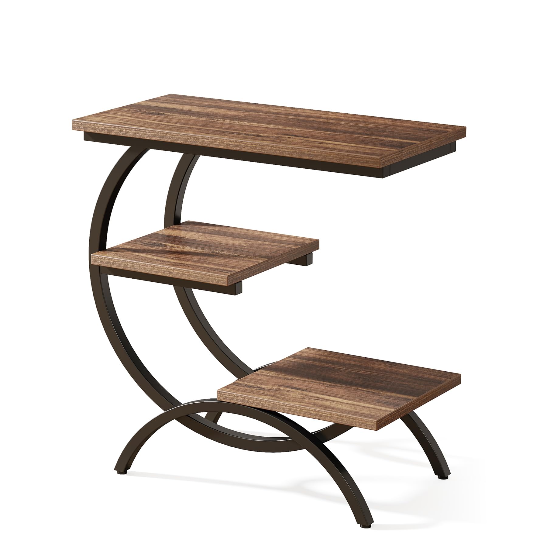 Tribesigns C Tavolino Laterale Versatile A 3 Ripiani Per Divano, Piccolo Comodino In Legno, Tavolino Da Snack Con Ripiani Portaoggetti Per Soggiorno, Camera Da Letto, Piccolo Spazio, Marrone Scuro