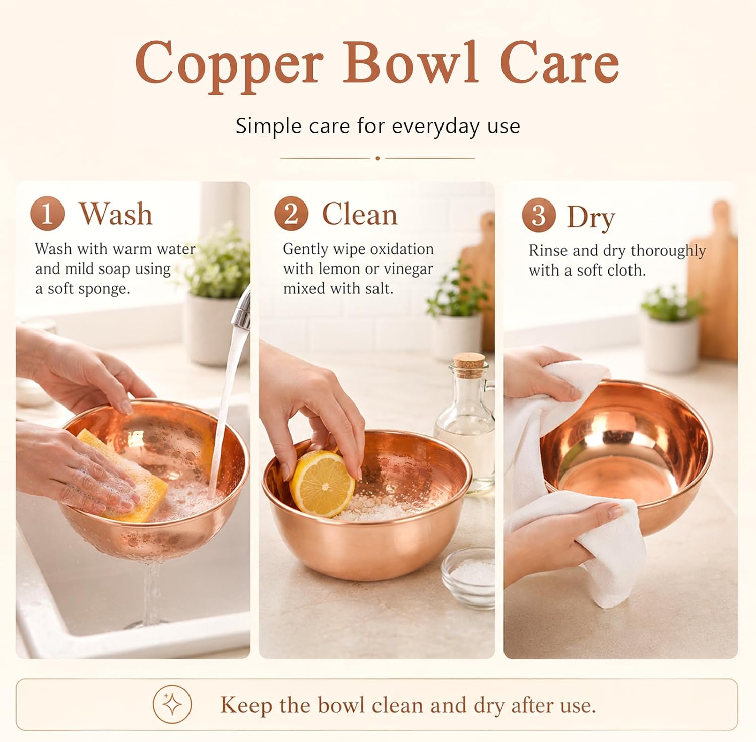 5 Inch Pure Copper Bowl for Kitchen, 99.99% Round Solid Copper Bowl, Handmade Decorative and Serving Bowls, for Food, Decoration, Condiments, Salt and Spices