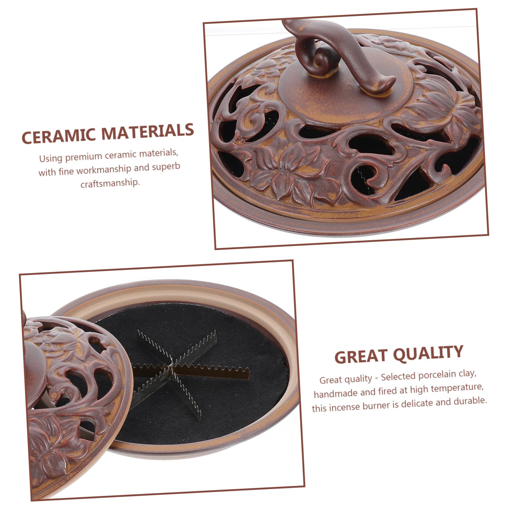 Bruciatore Incenso Ceramico, Porta Incenso da Tavolo, Decorazione | Stile Retrò Bronzo, per Camera da Letto e Ambiente Interno, Uso Multifunzione per Aromaterapia e Relax