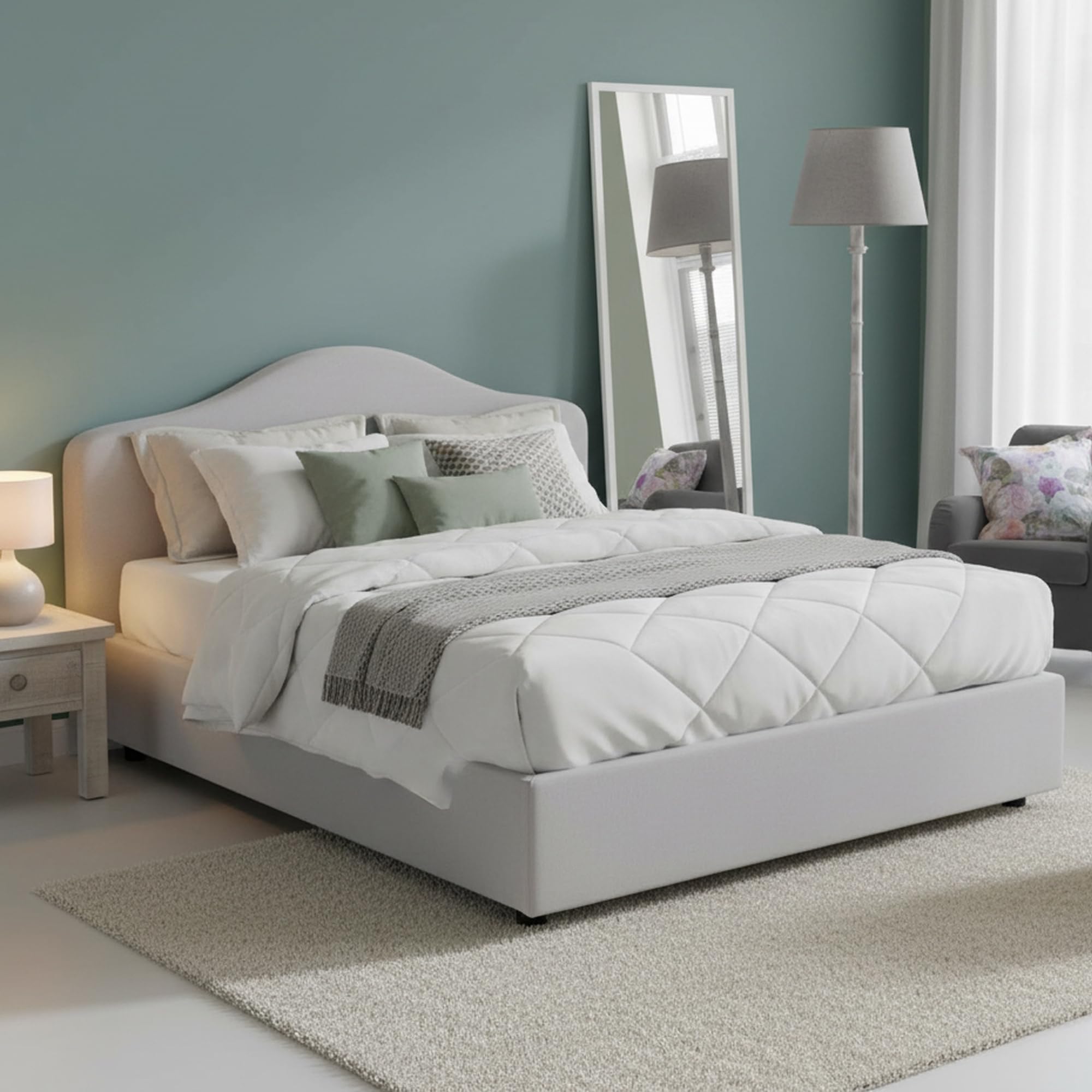 Talamo Italia - Letto matrimoniale Annunziata, Letto contenitore con rivestimento in tessuto, 100% Made in Italy, Apertura frontale, con materasso Cm 160x190 incluso, Grigio