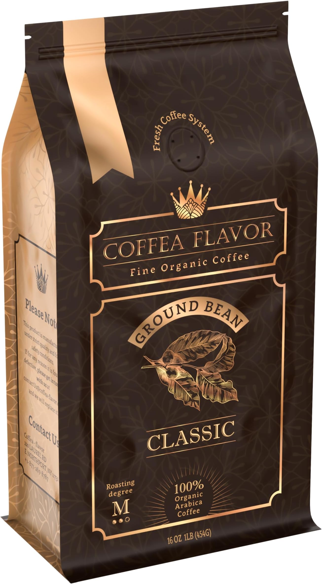 Organic Whole Bean Coffee Medium Roast (16oz) - Classic Flavored | 100% Arabica, Single Origin and Low Acid - USDA Organic and Fair Trade Certified - Naturally Flavored Without Additives
