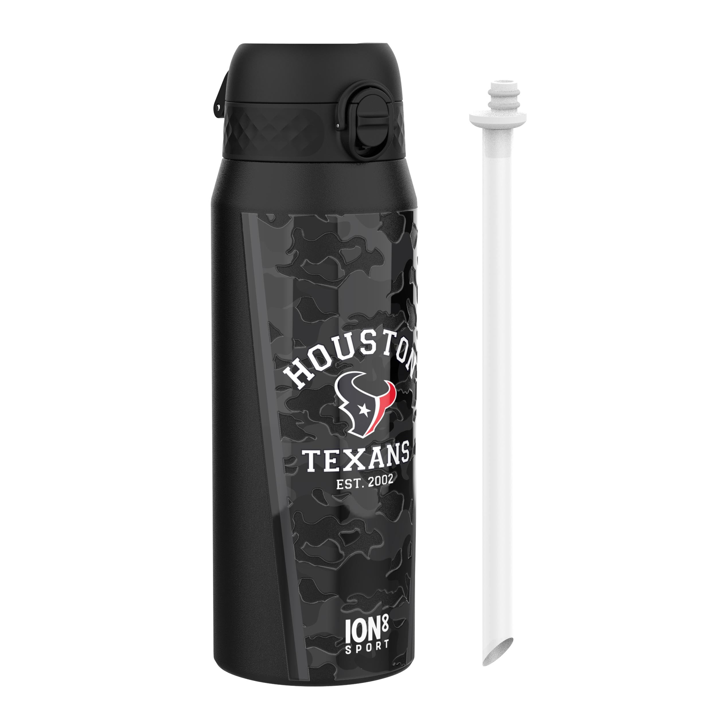 Ion8 NFL Houston Texans Sports Thermal Water Bottle with Removable Straw, 750ml/24oz, Leak Proof Insulated Drinking Bottle, Easy to Open, Secure Lock, Dishwasher Safe, Flip Cover, Metal Water Bottle