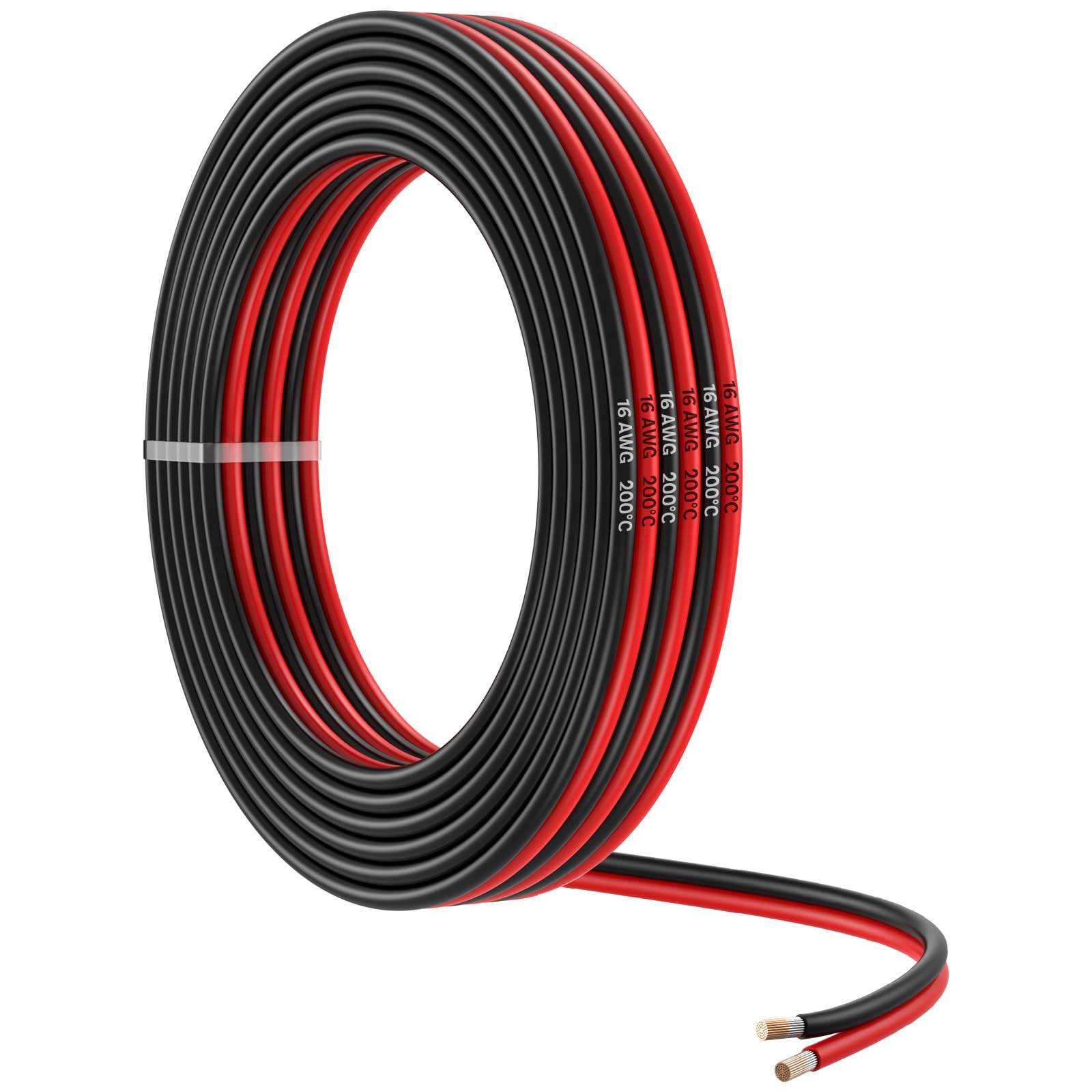 MMOBIEL 16 Gauge Electrical Wire Parallel, 16 AWG 32.8ft / 10m, Tinned Copper Cable, 2 Conductor for Automotive Wire