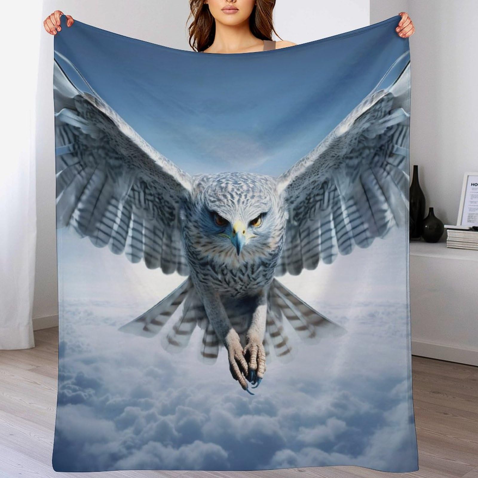 Couverture canapé chaude en flannel douce motif hibou pour salon 130x180cm