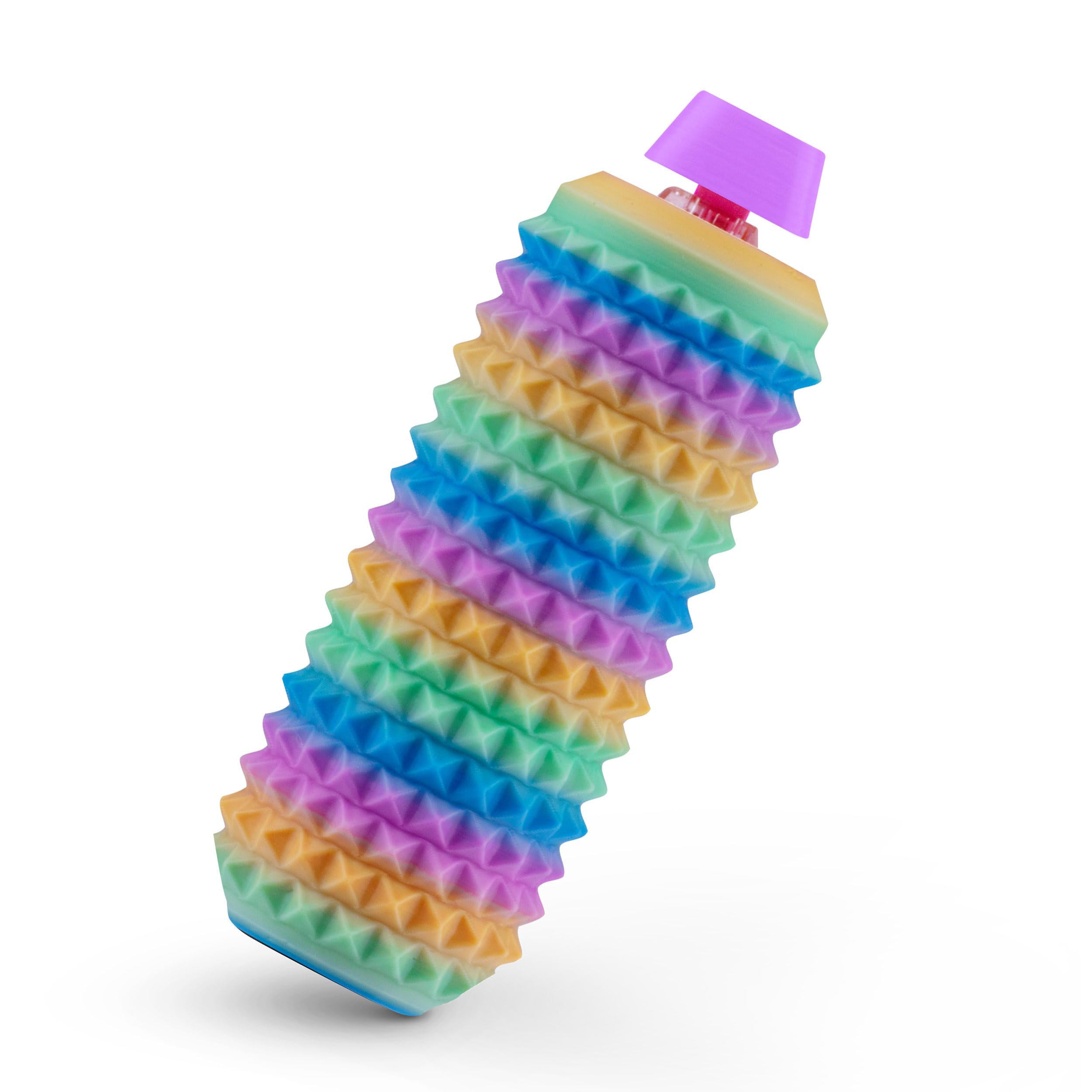 Sensory Roller Fidget Toy with Clicker, Tactile Spikes for Anxiety, Stress Relief, Pain Stim, Autism &amp; Over Stimulation with Lanyard (Rainbow)