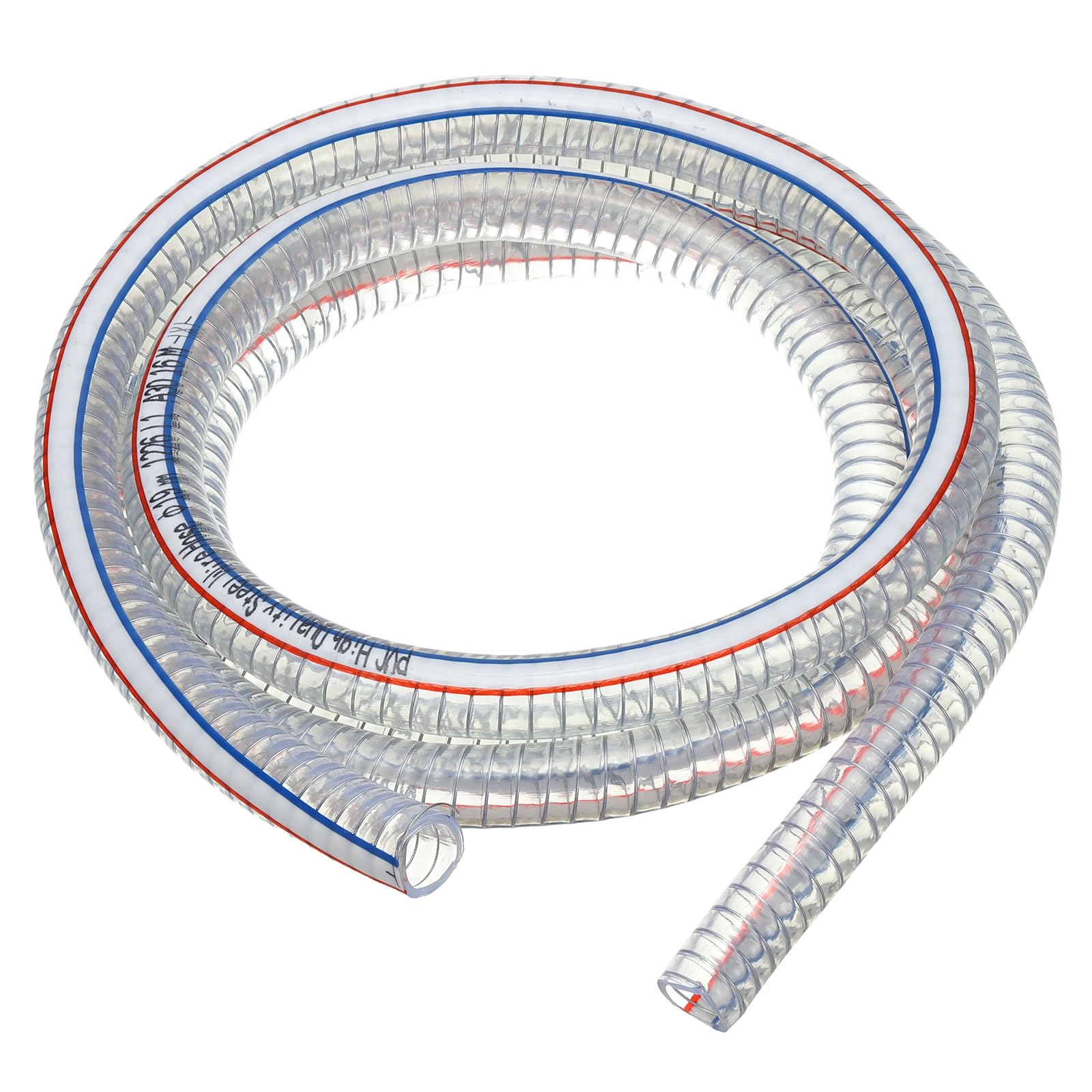 PATIKIL 3/4" / 19mm ID Tuyau Renforcé Avec Fil 3 Mètres, Tuyau D'Aspiration En PVC Vinyle Haute Pression Résistant Aux Produits Chimiques Avec Spirale En Fil D'Acier, Transparent