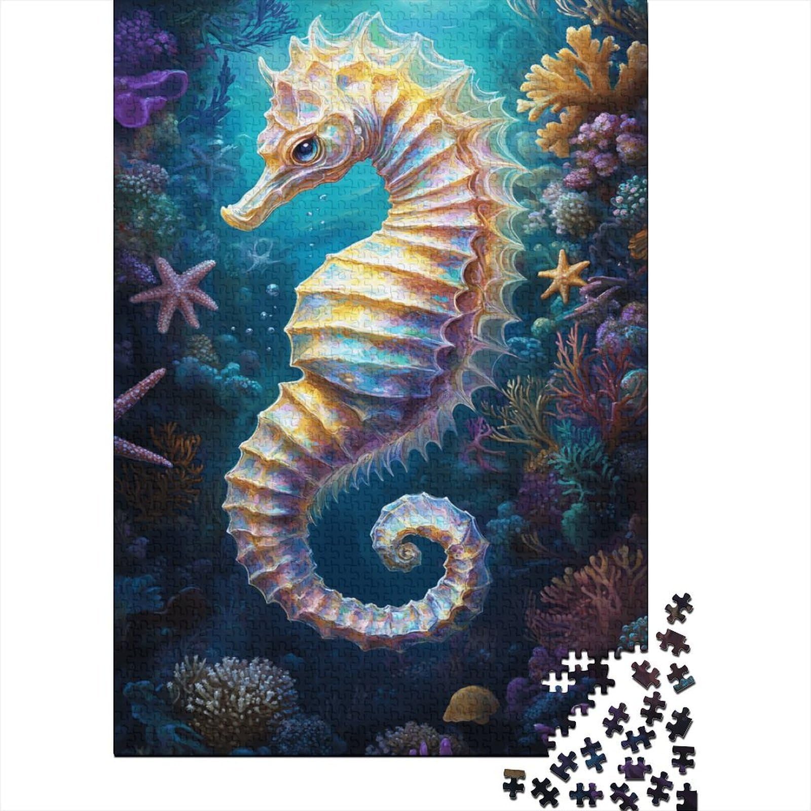 seahorse 1000 piece jigsaw puzzle paperboard for adults ocean coral reef scene jigsaw puzzle for adults wall art decor stress relief activity