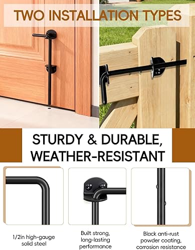 Miniatura 4 de Perno de caña de 12 pulgadas, barra de caída de barra de caída de alta resistencia, pestillo de pasador de caída de tierra para vallas de madera,