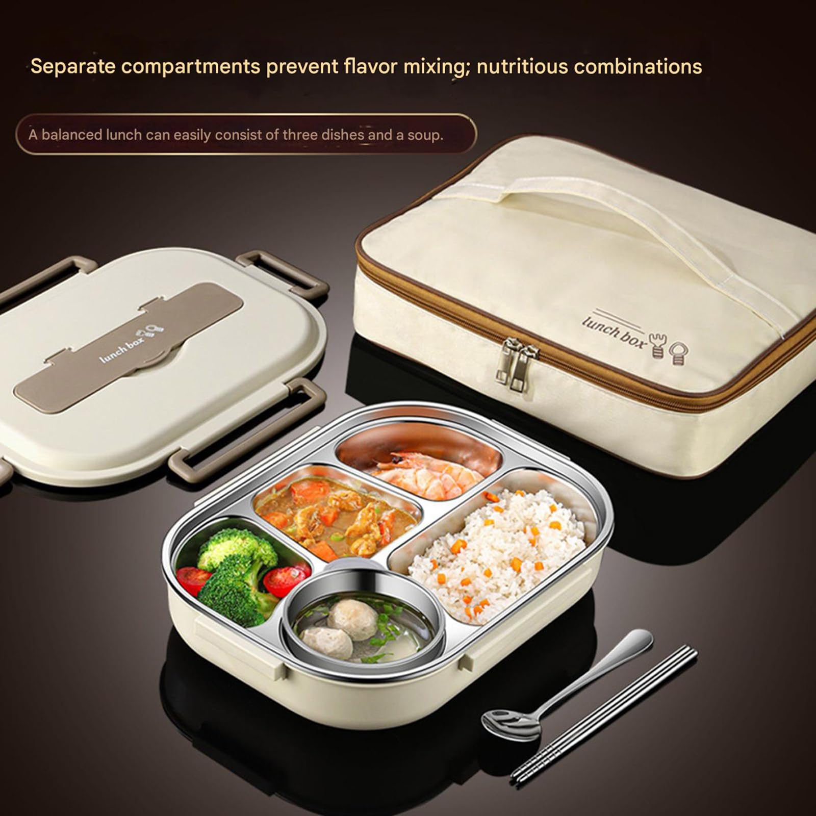 Lonchera Bentos apta para microondas, diseño compartimentado, doble aislamiento, para estudiantes, adultos, actividades al aire libre, pícnics al aire libre, lonchera con utensilios