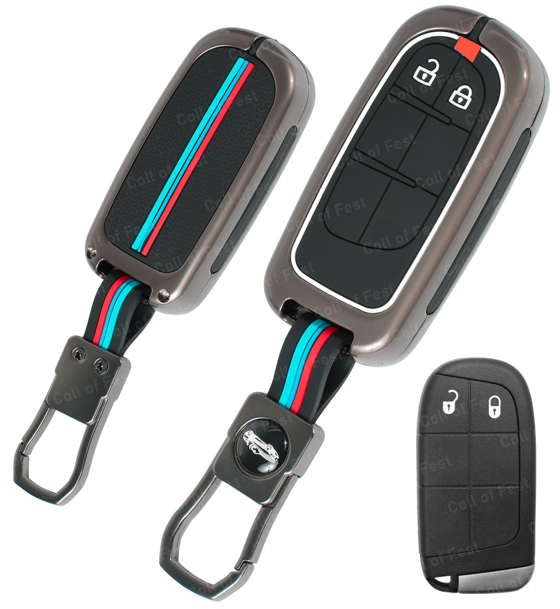 Coll of Fest Premium Metal Silicon Key Cover Compatible with Jeep Compass 2 Button Smart Key Metal and Silicon Protection Glow in the Dark-image-32