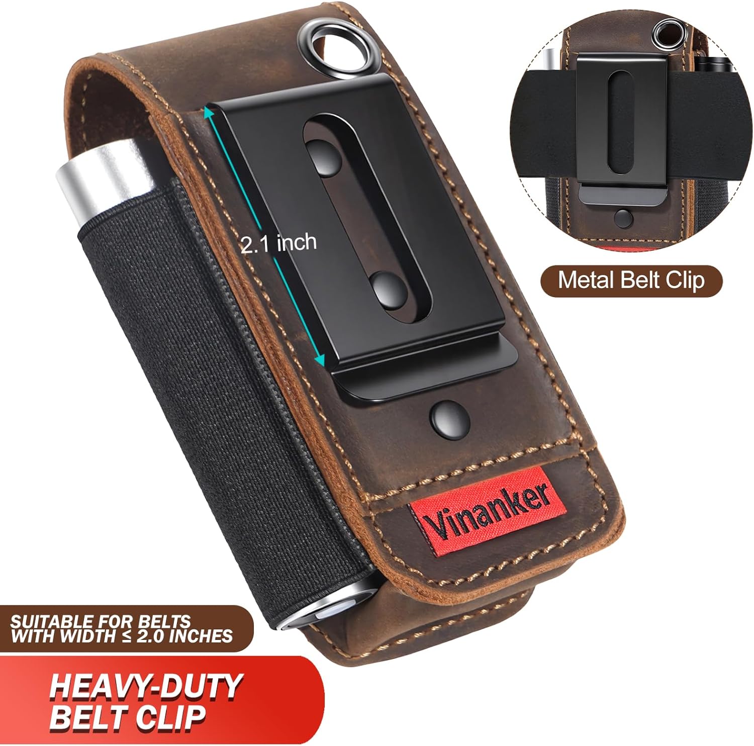 Genuine Leather Multitool Pouch for Leatherman, EDC Belt Organizer Holster with Dual-Compartment Multitool Sheath for Men (Darkbrown)