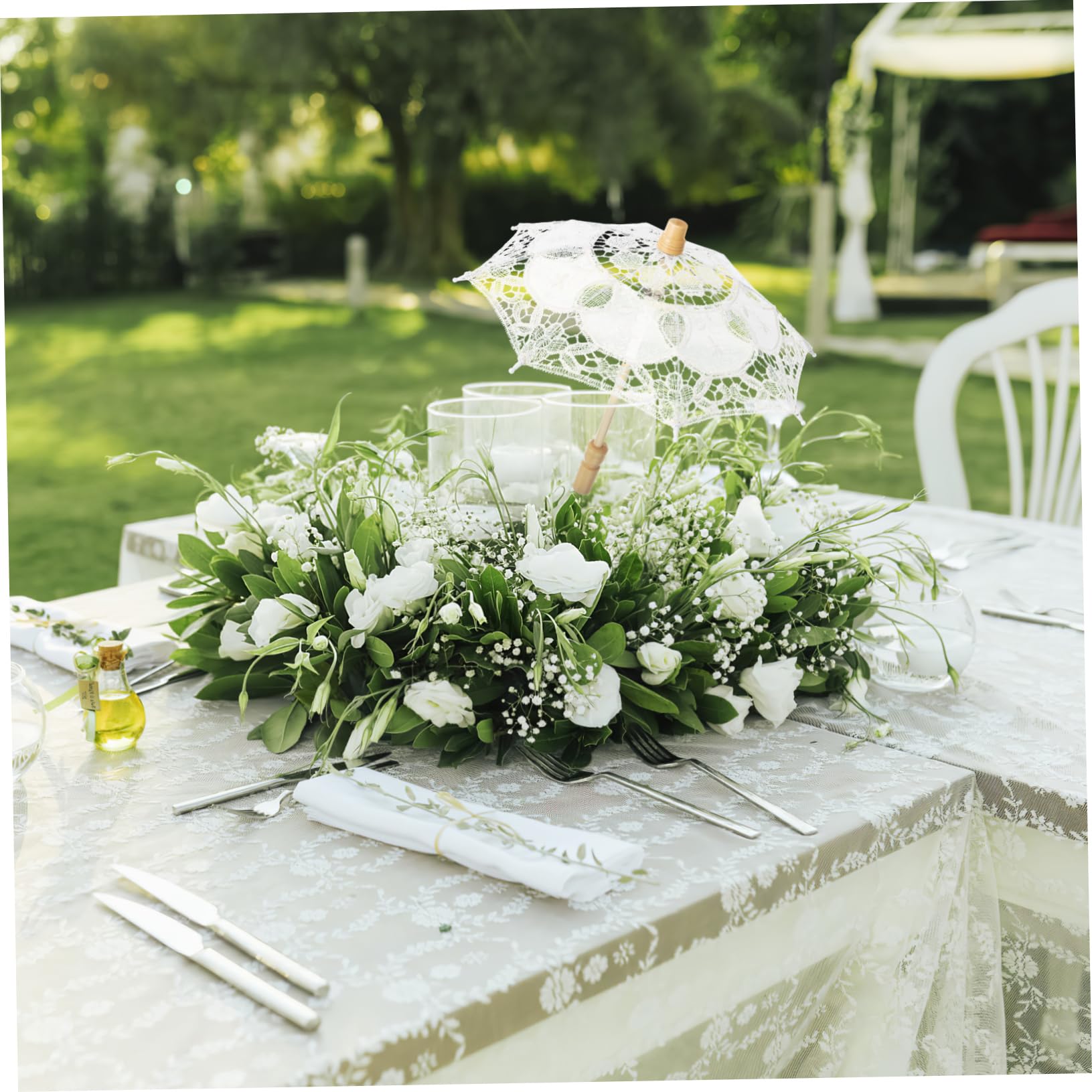 SOIMISS 15stücke Hochwertiger Spitzen-regenschirm Für Hochzeiten Elegante Dekorative Baumwoll-umhängetasche Für Brautfotos Und Besondere Anlässe