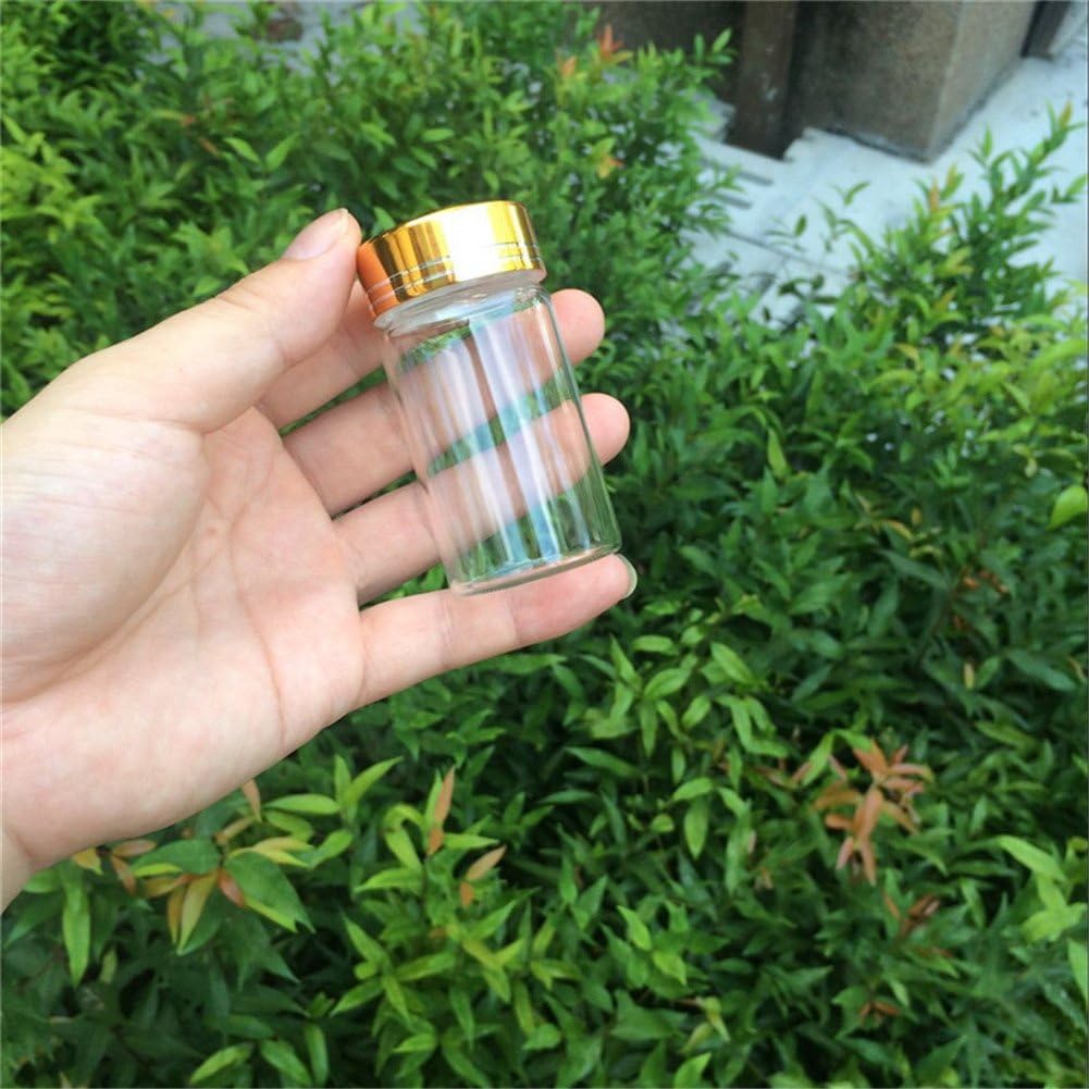 24units 50CC Empty Jars Glass Bottle Storage with Aluminium Screw Cap (24, 50ML-Gold Cap)